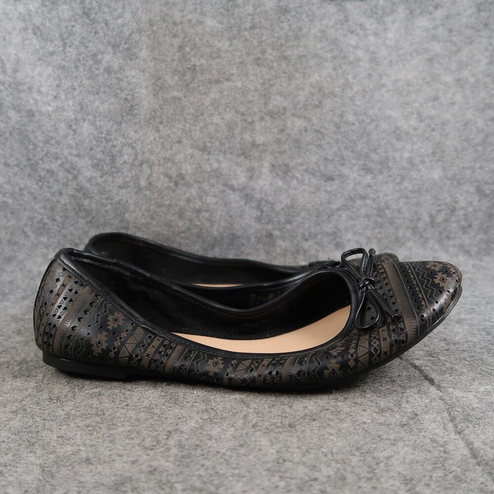 Graceland Shoes Womens 40 Ballet Flats Slip On Round Toe Laser Cut Fashion Black